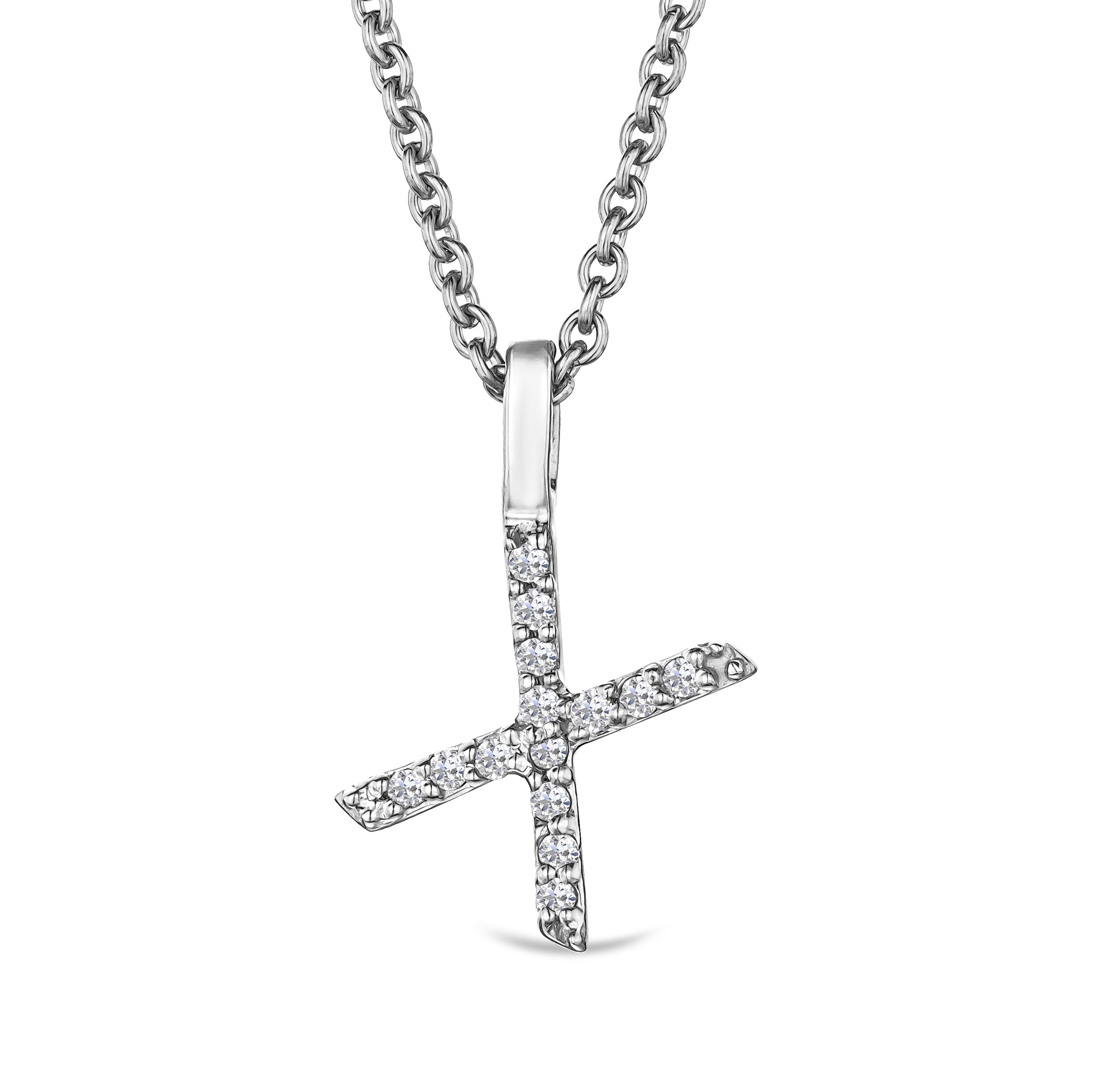 Love Letter Initial X Lab Diamond Necklace set in 9K White Gold